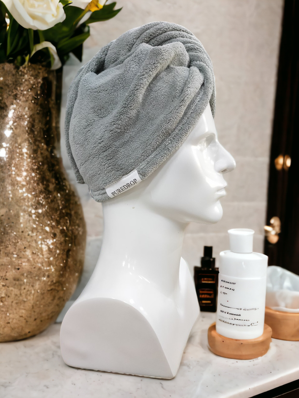 Microfiber Twisted Hair Towel - White: White