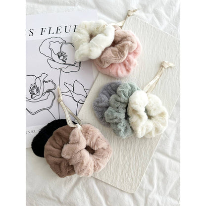 3-Assorted Fuzzy Hair Scrunchies - GONI: PINK / ONE SIZE