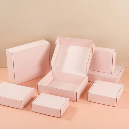 50pc, 5 sizes Pink corrugated cardboard mailer shipping box: T4