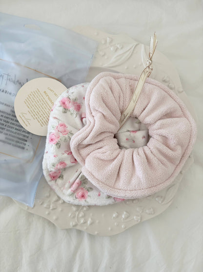 Quick Dry Jumbo Hair Towel Scrunchies (GORZA): Blue Ditsy