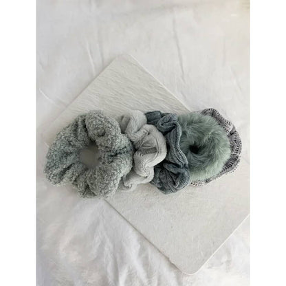 VELVET SOFT SCRUNCHIES SET - GABI: SAGE / ONE SIZE
