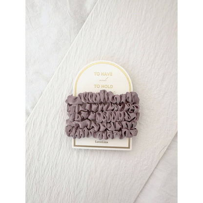 5PC Skinny Silk Hair Tie Scrunchie Set: IVORY / ONE SIZE