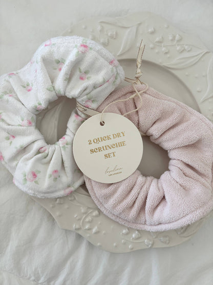 Quick Dry Jumbo Hair Towel Scrunchies (GORZA): Blue Ditsy