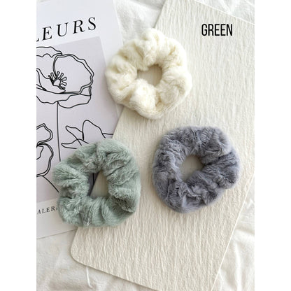3-Assorted Fuzzy Hair Scrunchies - GONI: PINK / ONE SIZE