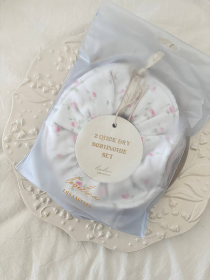 Quick Dry Jumbo Hair Towel Scrunchies (GORZA): Blue Ditsy