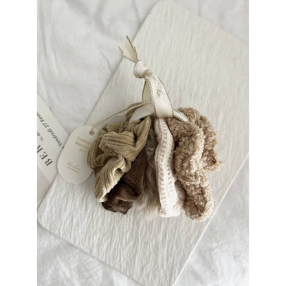 VELVET SOFT SCRUNCHIES SET - GABI: BROWN / ONE SIZE