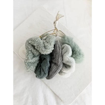 VELVET SOFT SCRUNCHIES SET - GABI: SAGE / ONE SIZE