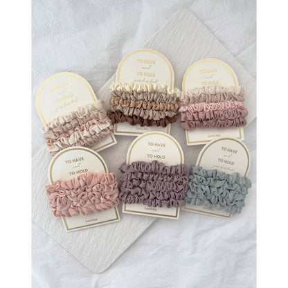 5PC Skinny Silk Hair Tie Scrunchie Set: IVORY / ONE SIZE